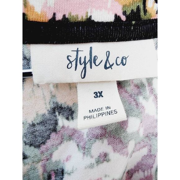 Style & Co Twist Front Blouse Floral Boho Long Sleeve Plus 3X New - Picture 5 of 6